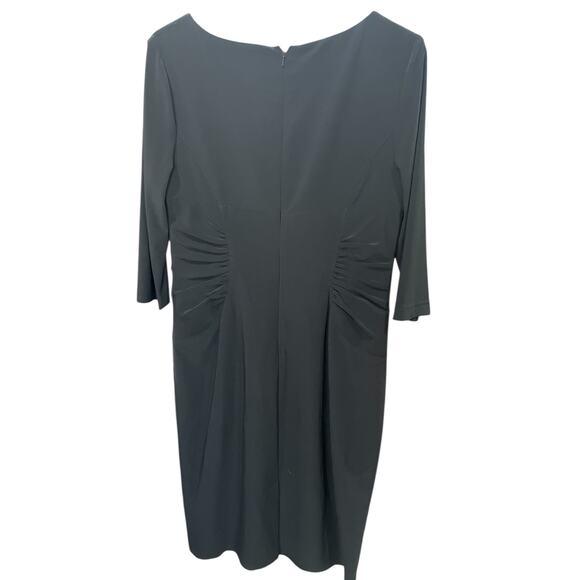 Adrianna Papell Black Dress 10 – NWT, Split V-Neck, Ruched Waist - Picture 6 of 8